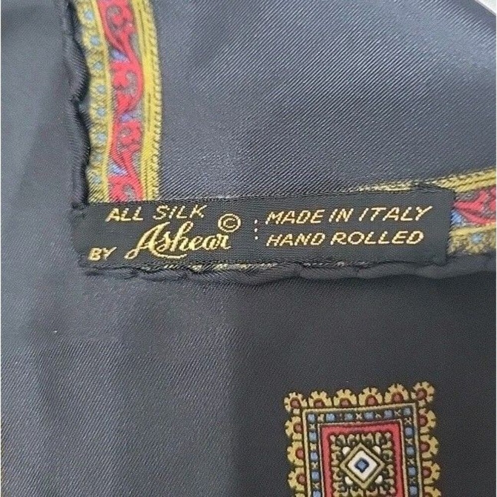 VTG Ashear Italy 100% Silk 4-in-1 Quad Pocket Square Blue Burgundy Brown Black